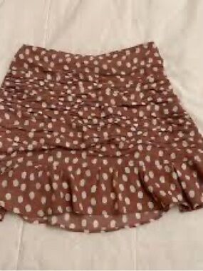 Abercrombie & Fitch Brown Mini Skirt with Ivory Dots